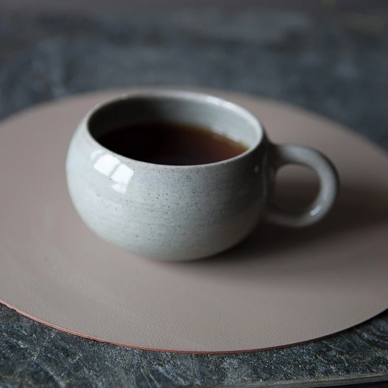 Leather Round PLACEMAT & Napkin Rings BOTTEGA by Ekaterina Borovkova for ADJ STYLE
