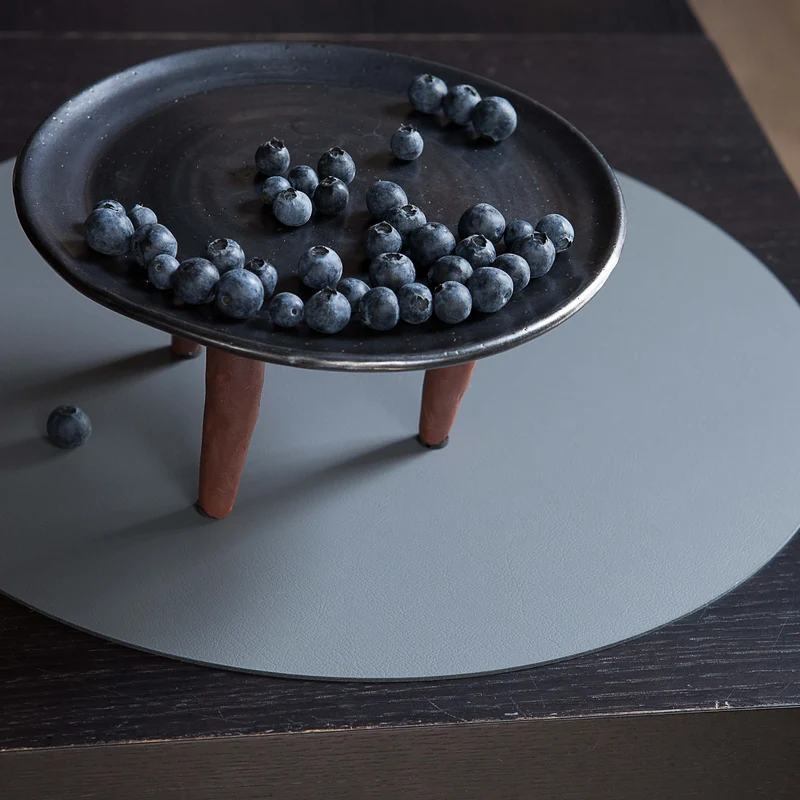 Leather Round PLACEMAT & Napkin Rings BOTTEGA by Ekaterina Borovkova for ADJ STYLE