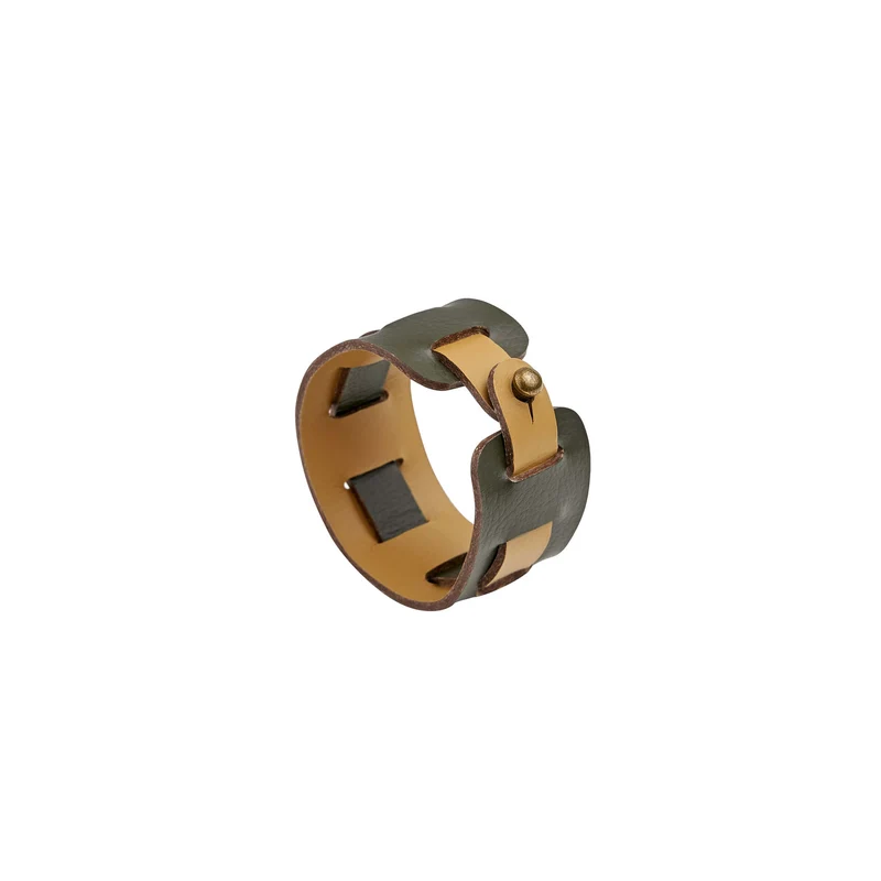 Leather Oval PLACEMAT & Napkin Rings BOTTEGA by Ekaterina Borovkova for ADJ STYLE