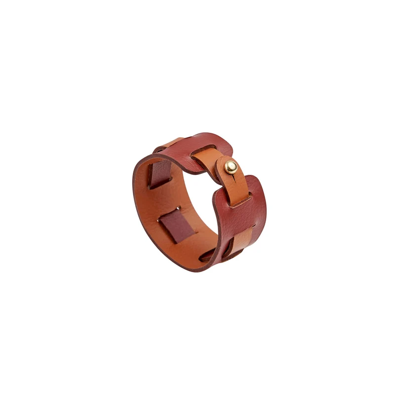 Leather Oval PLACEMAT & Napkin Rings BOTTEGA by Ekaterina Borovkova for ADJ STYLE
