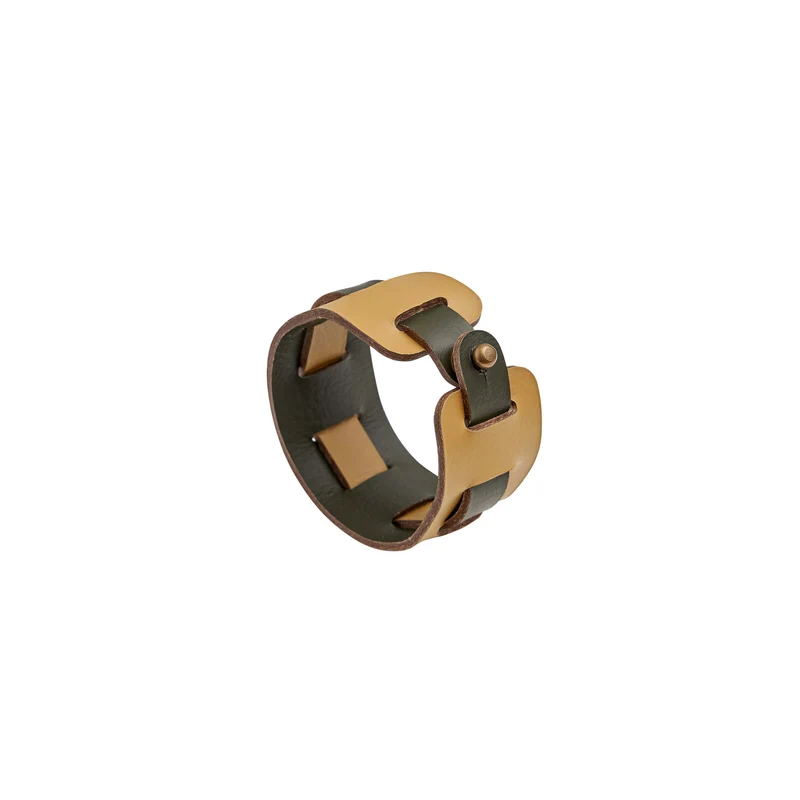 Leather Oval PLACEMAT & Napkin Rings BOTTEGA by Ekaterina Borovkova for ADJ STYLE