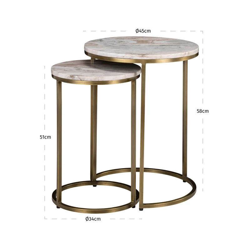 Richmond Interiors Beistelltisch Bottega Blush beige (Set of 2)