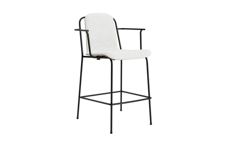 Studio Barstuhl mit Armlehne 65 cm frontpolster schwarzes Stahl/ Eiche/ Hallingdal