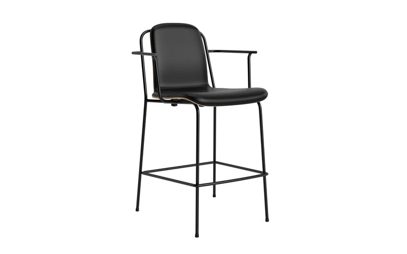 Studio Barstuhl mit Armlehne 65 cm frontpolster schwarzes Stahl/ Eiche/ Ultra