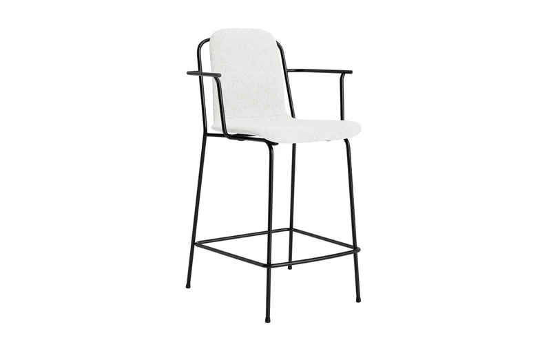 Studio Barstuhl mit Armlehne 65 cm gepolstert schwarzes Stahl/ Hallingdal