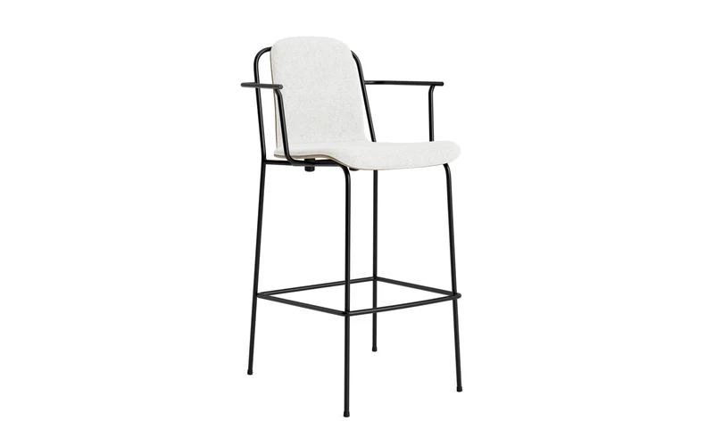 Studio Barstuhl mit Armlehne 75 cm frontpolster schwarzes Stahl/ Eiche/ Hallingdal