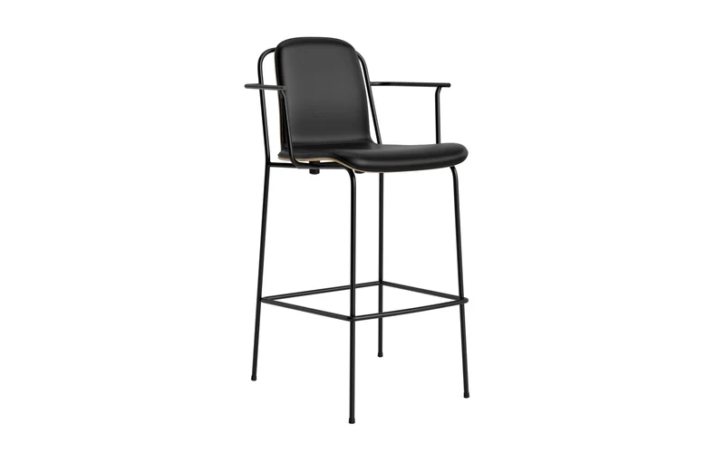 Studio Barstuhl mit Armlehne 75 cm frontpolster schwarzes Stahl/ Eiche/ Ultra