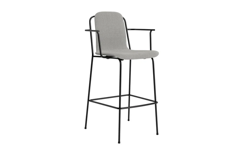 Studio Barstuhl mit Armlehne 75 cm gepolstert schwarzes Stahl/ Remix