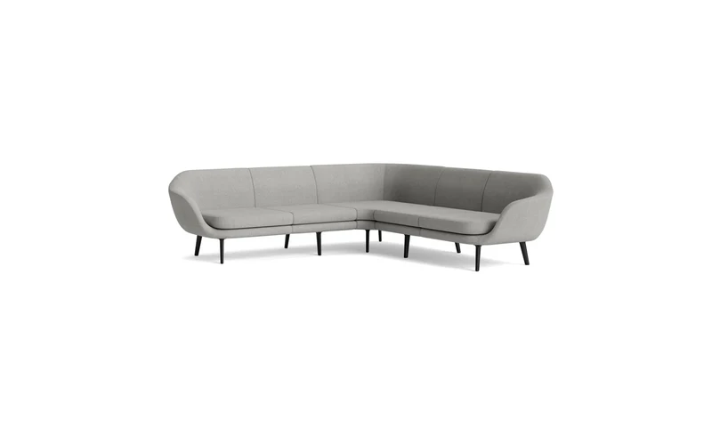 Sum modulares Sofa 4-Sitzer Ecke, schwarzes Aluminium Main Line Flax