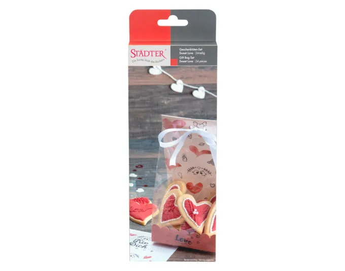 STÄDTER Geschenktüten Set Sweet Love 9x25 cm transparent 24-teilig