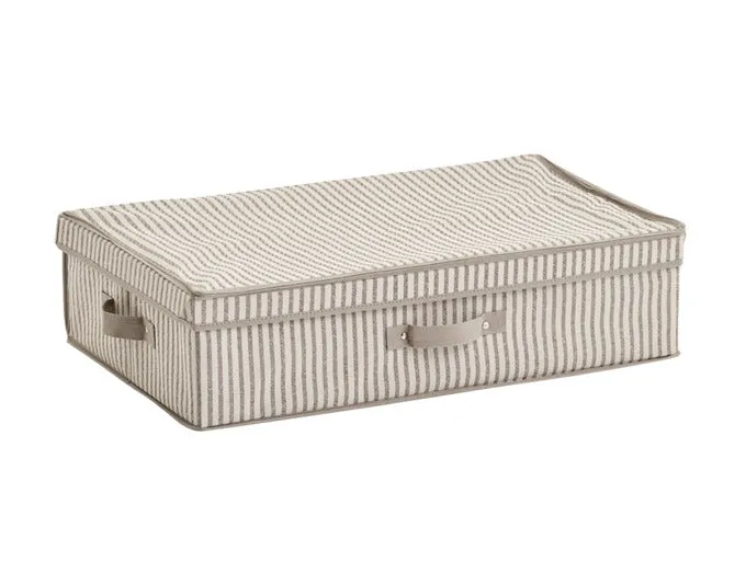 ZELLER Aufbewahrungsbox mit Deckel Vlies Stripes beige 61.5x38x16 cm