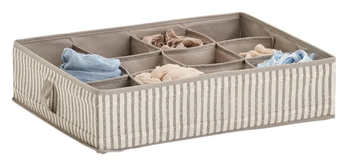 ZELLER Aufbewahrungsbox Vlies Stripes beige 12 Fächer 44x34x11 cm