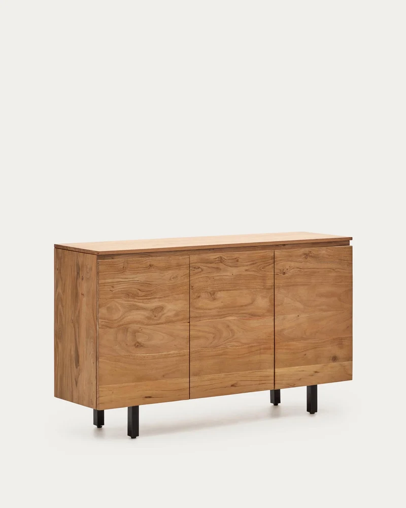 3-türiges Sideboard Uxue aus massivem Akazienholz mit gebleichtem Finish 150 x 88 cm