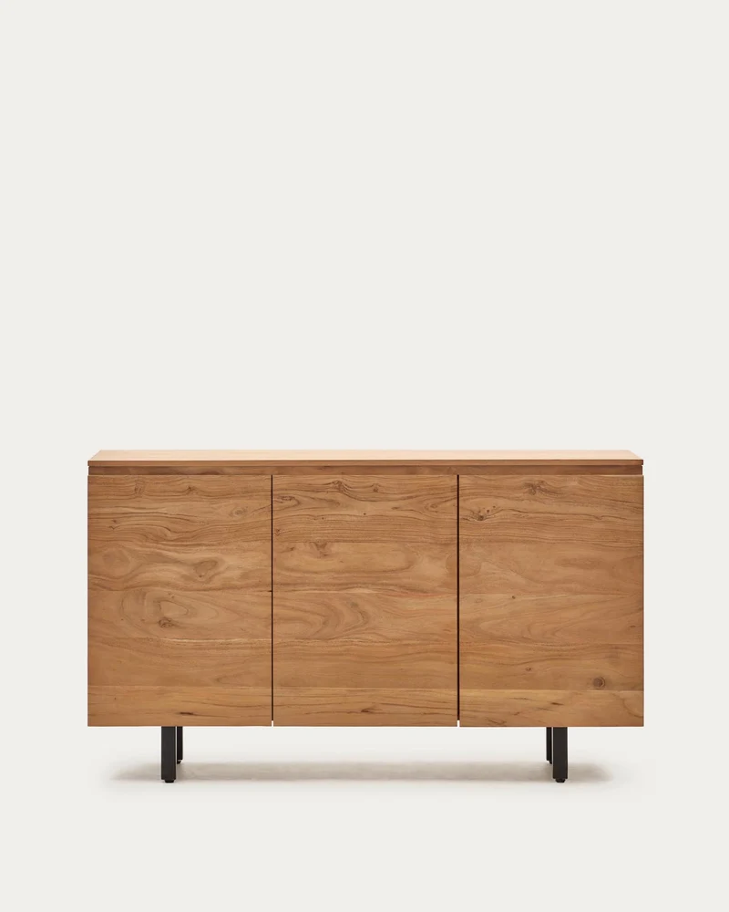 3-türiges Sideboard Uxue aus massivem Akazienholz mit gebleichtem Finish 150 x 88 cm