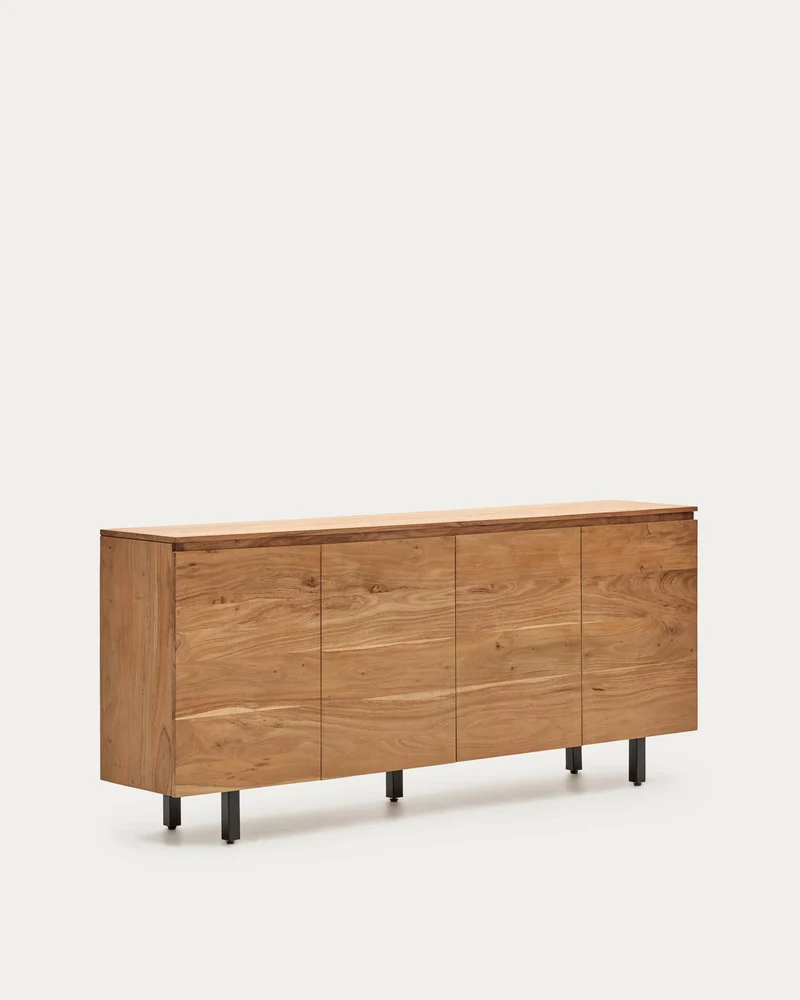 4-türiges Sideboard Uxue aus massivem Akazienholz mit gebleichtem Finish 200 x 88 cm