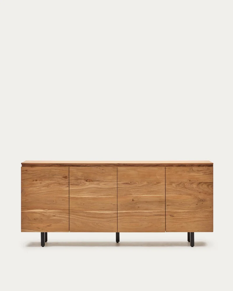 4-türiges Sideboard Uxue aus massivem Akazienholz mit gebleichtem Finish 200 x 88 cm