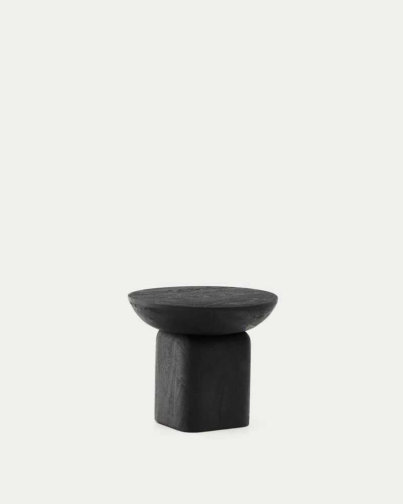 Beistelltisch Ovak aus massivem Akazienholz mit schwarzem Finish, FSC 100%, Ø50 cm