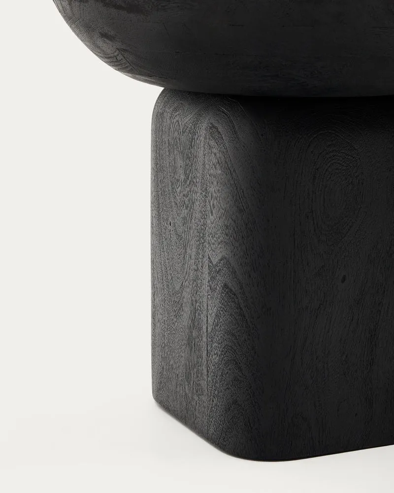 Beistelltisch Ovak aus massivem Akazienholz mit schwarzem Finish, FSC 100%, Ø50 cm