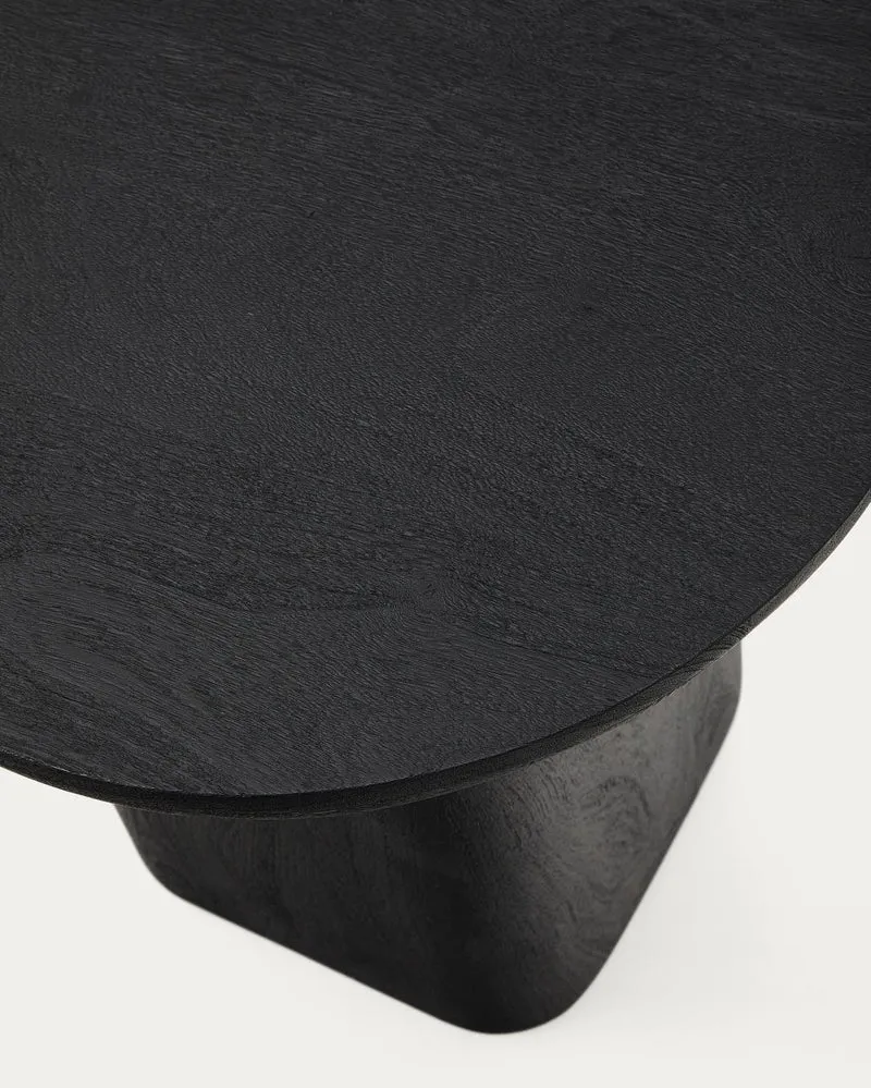 Beistelltisch Ovak aus massivem Akazienholz mit schwarzem Finish, FSC 100%, Ø50 cm