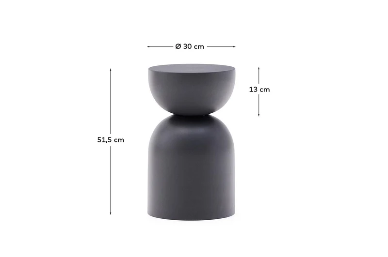 Beistelltisch Rachell aus Metall mit lackierter Oberfläche in Grau Ø30 cm
