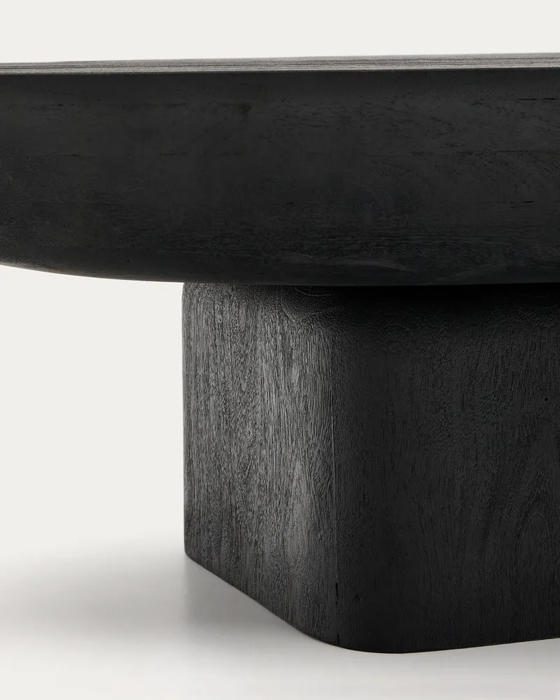 Couchtisch Ovak aus massivem Akazienholz mit schwarzem Finish, FSC 100%, 140 x 70 cm
