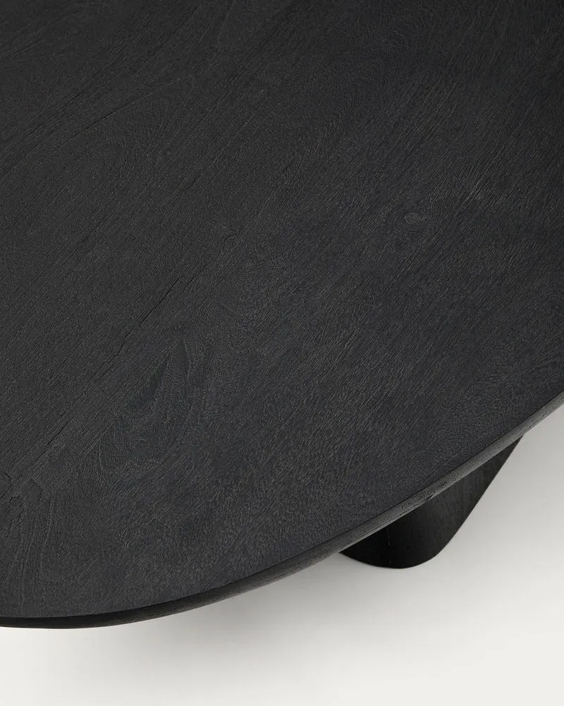 Couchtisch Ovak aus massivem Akazienholz mit schwarzem Finish, FSC 100%, 140 x 70 cm