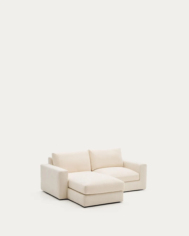 Modulares Sofa Alea für 3 Personen mit abnehmbarem Bezug aus Chenille mit Chaiselongue lin
