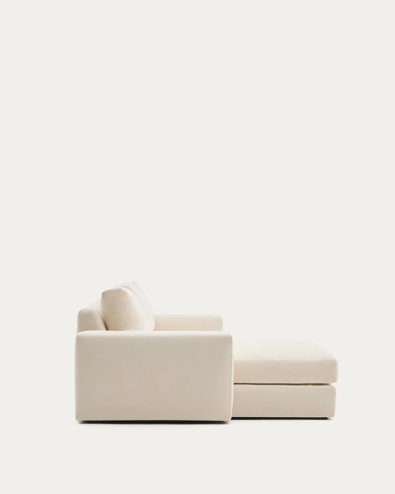 Modulares Sofa Alea für 3 Personen mit abnehmbarem Bezug aus Chenille mit Chaiselongue lin