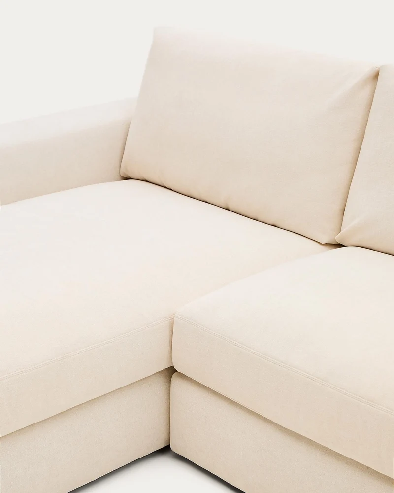 Modulares Sofa Alea für 3 Personen mit abnehmbarem Bezug aus Chenille mit Chaiselongue lin