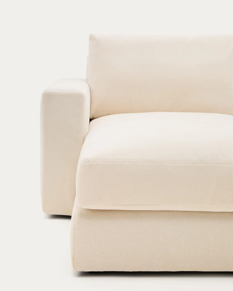 Modulares Sofa Alea für 3 Personen mit abnehmbarem Bezug aus Chenille mit Chaiselongue lin