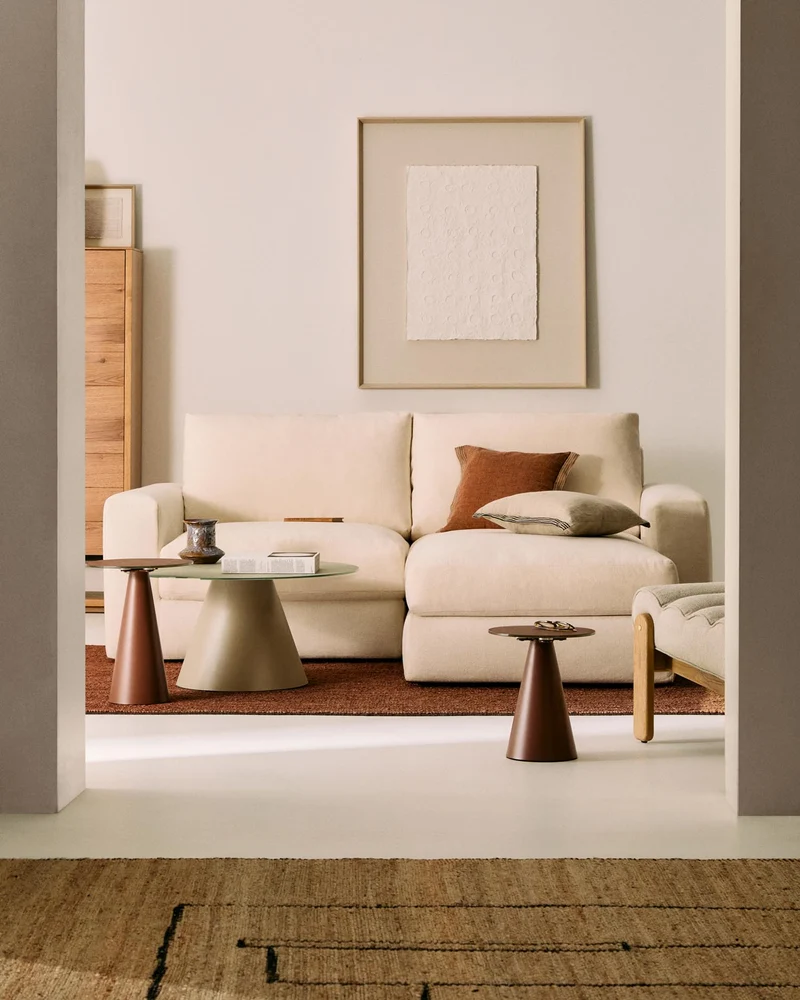 Modulares Sofa Alea für 3 Personen mit abnehmbarem Bezug aus Chenille mit Chaiselongue rec