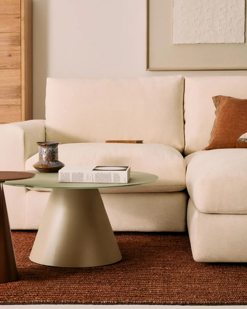Modulares Sofa Alea für 3 Personen mit abnehmbarem Bezug aus Chenille mit Chaiselongue rec