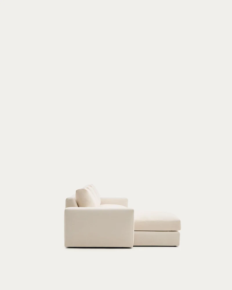 Modulares Sofa Alea für 4 Personen mit abnehmbarem Bezug aus Chenille mit Chaiselongue lin