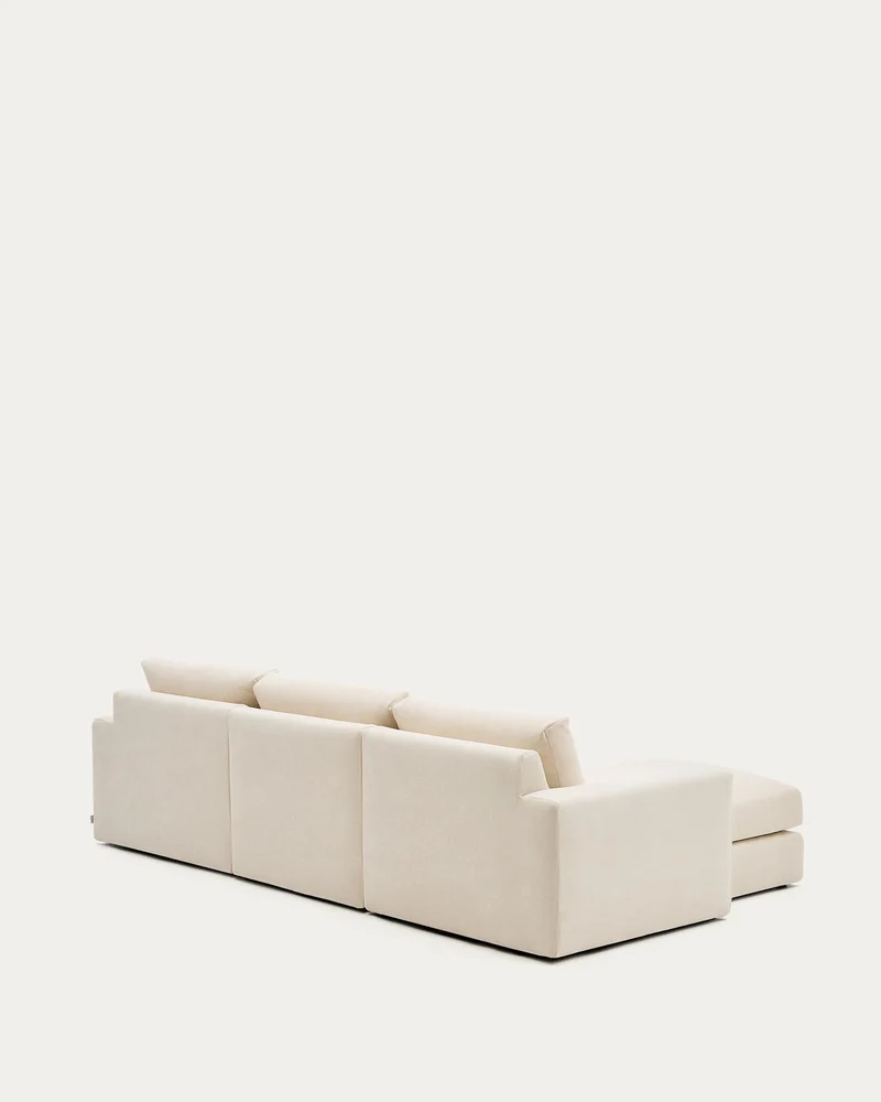 Modulares Sofa Alea für 4 Personen mit abnehmbarem Bezug aus Chenille mit Chaiselongue lin