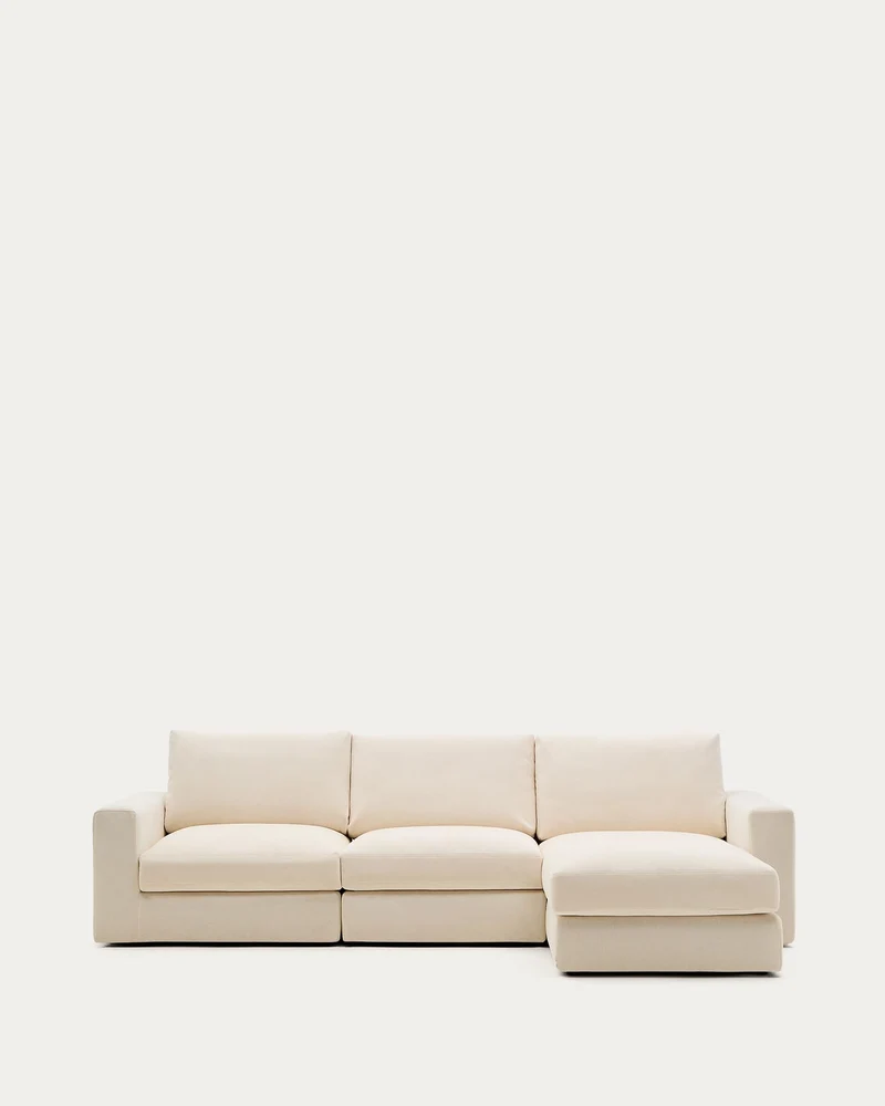 Modulares Sofa Alea für 4 Personen mit abnehmbarem Bezug aus Chenille mit Chaiselongue rec