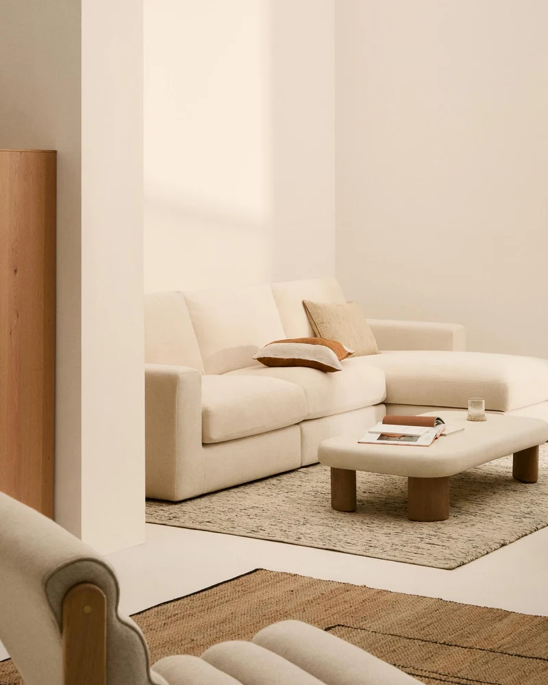 Modulares Sofa Alea für 4 Personen mit abnehmbarem Bezug aus Chenille mit Chaiselongue rec