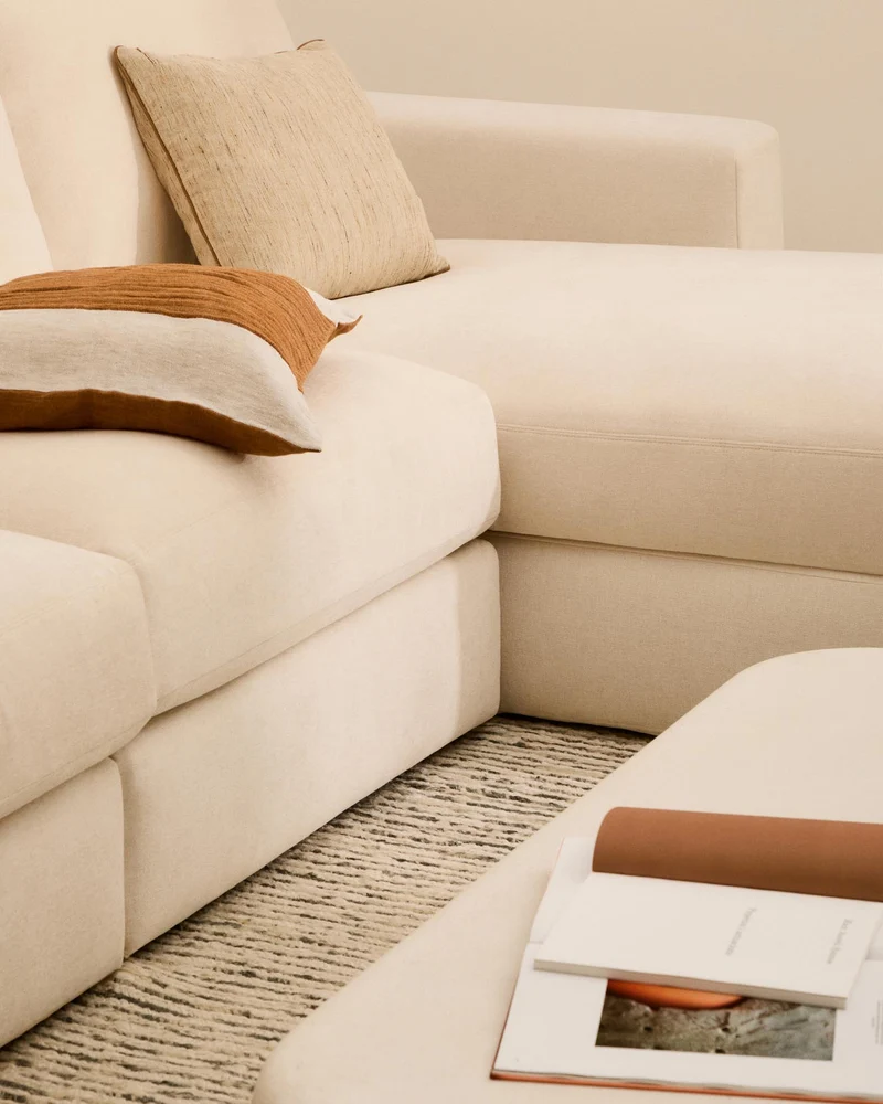 Modulares Sofa Alea für 4 Personen mit abnehmbarem Bezug aus Chenille mit Chaiselongue rec