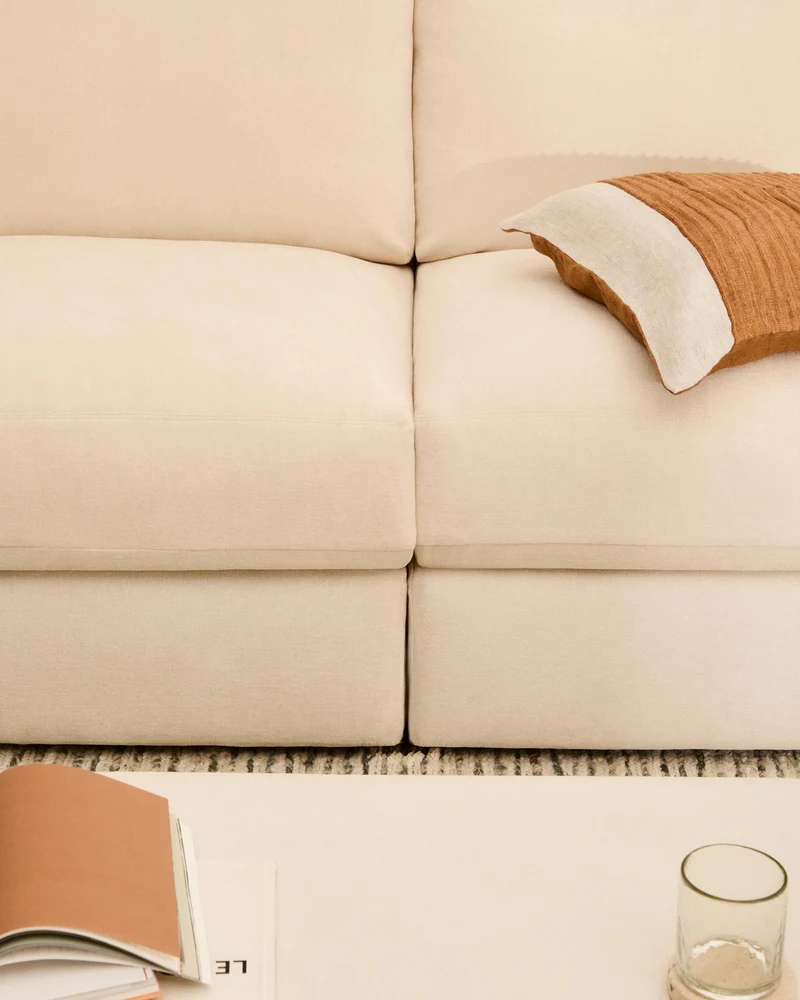 Modulares Sofa Alea für 4 Personen mit abnehmbarem Bezug aus Chenille mit Chaiselongue rec