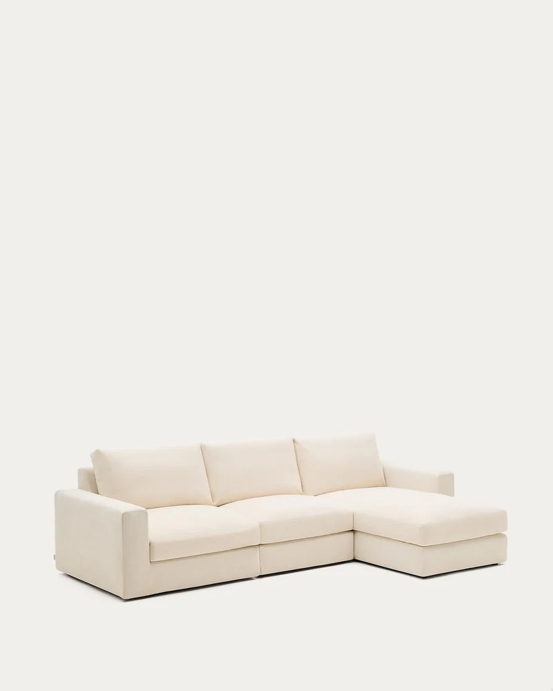 Modulares Sofa Alea für 4 Personen mit abnehmbarem Bezug aus Chenille mit Chaiselongue rec