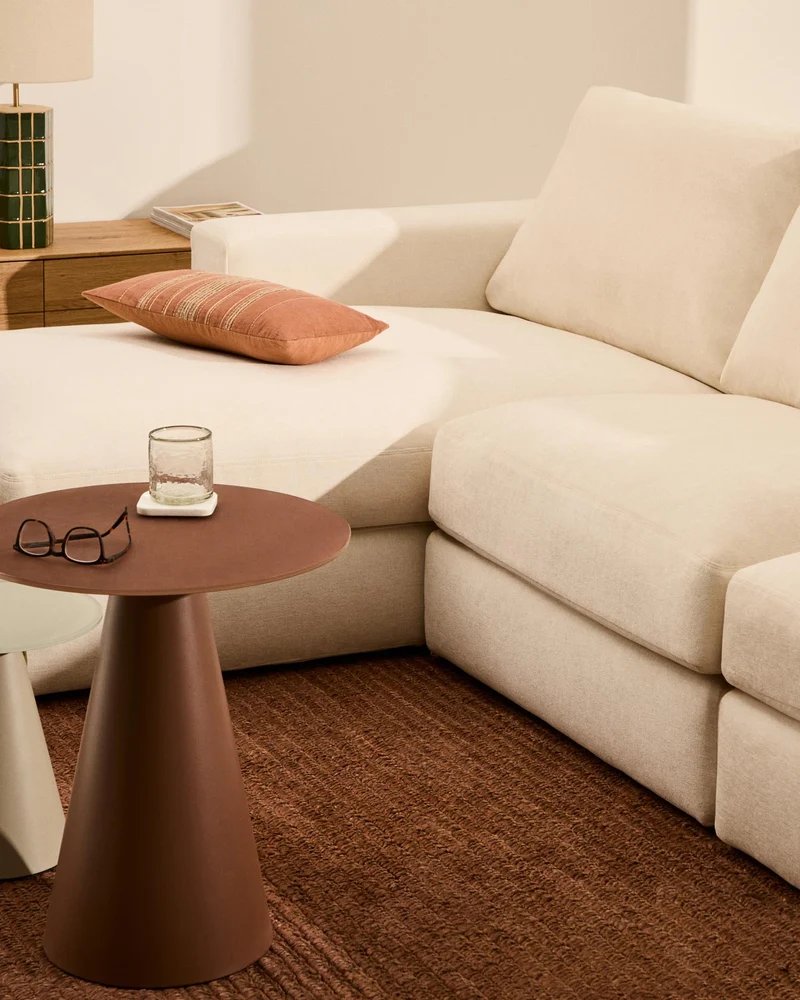 Modulares Sofa Alea für 5 Personen mit abnehmbarem Bezug aus Chenille mit Chaiselongue lin