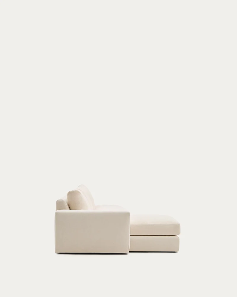 Modulares Sofa Alea für 5 Personen mit abnehmbarem Bezug aus Chenille mit Chaiselongue lin