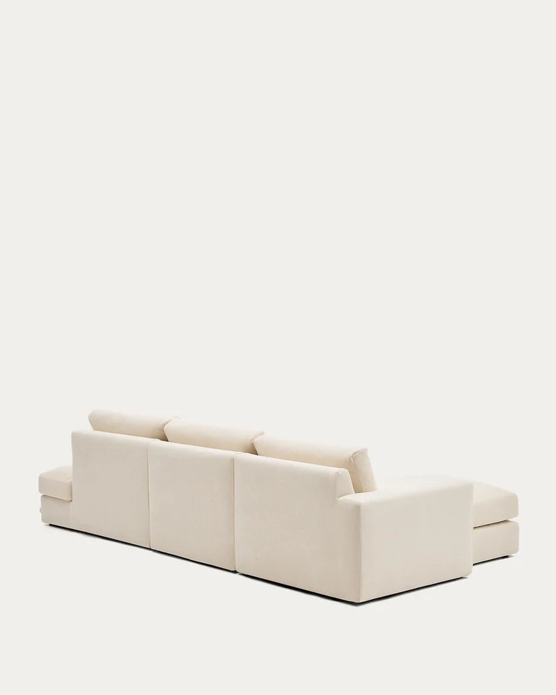 Modulares Sofa Alea für 5 Personen mit abnehmbarem Bezug aus Chenille mit Chaiselongue lin