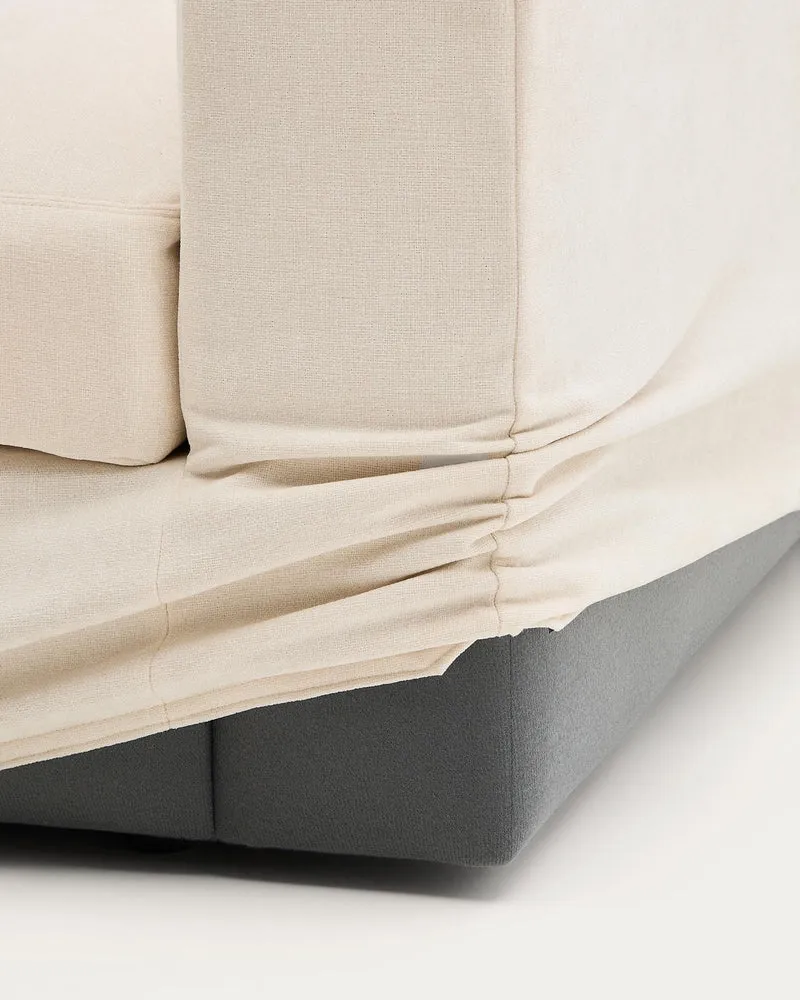 Modulares Sofa Alea für 5 Personen mit abnehmbarem Bezug aus Chenille mit Chaiselongue lin