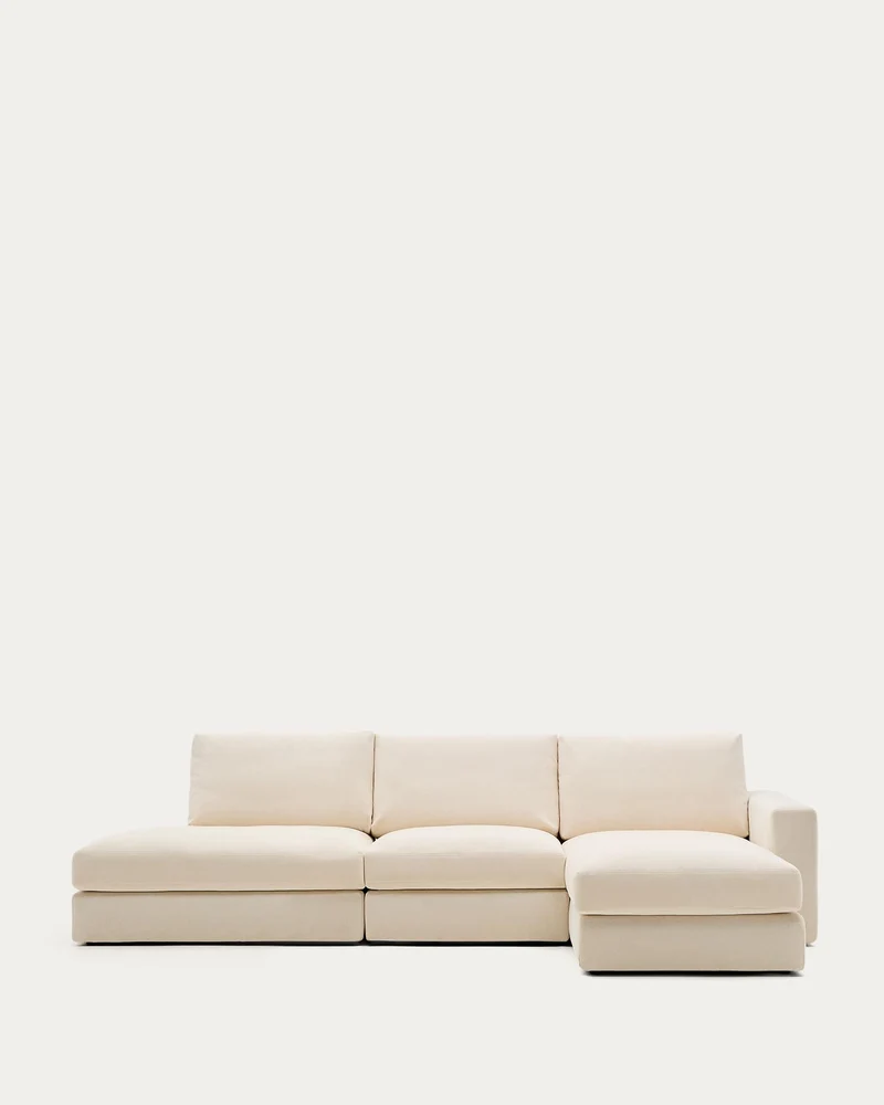 Modulares Sofa Alea für 5 Personen mit abnehmbarem Bezug aus Chenille mit Chaiselongue rec