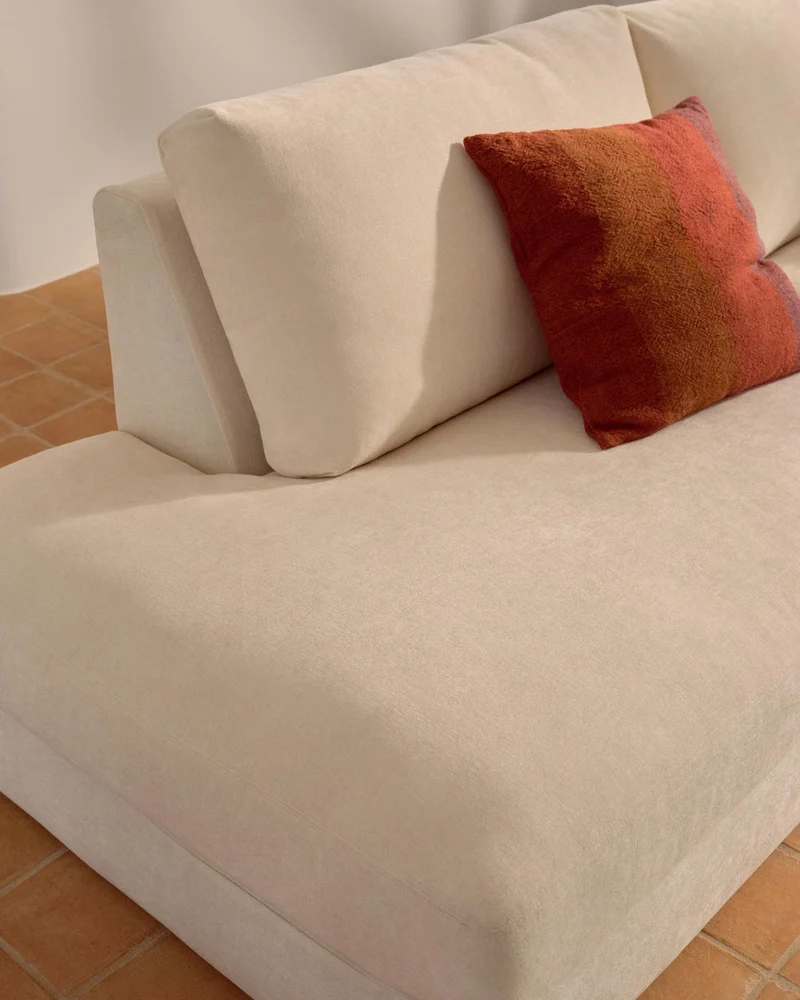 Modulares Sofa Alea für 5 Personen mit abnehmbarem Bezug aus Chenille mit Chaiselongue rec