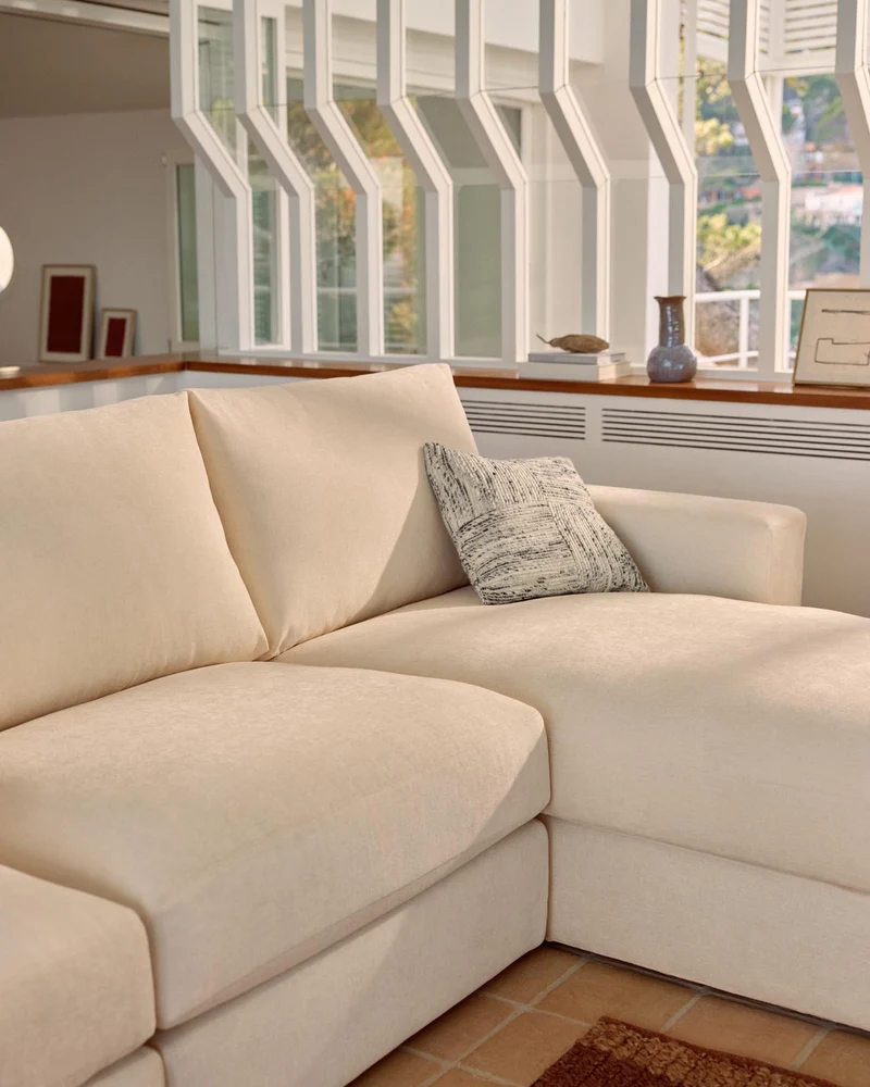 Modulares Sofa Alea für 5 Personen mit abnehmbarem Bezug aus Chenille mit Chaiselongue rec