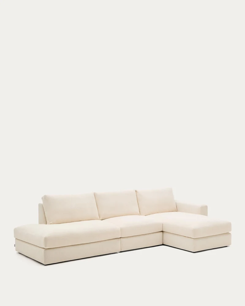Modulares Sofa Alea für 5 Personen mit abnehmbarem Bezug aus Chenille mit Chaiselongue rec