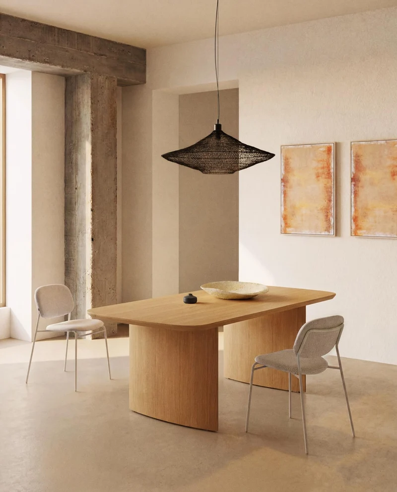 Stapelbarer Stuhl Meli mit beiger Chenille und beigen Metallbeinen FSC Mix Credit