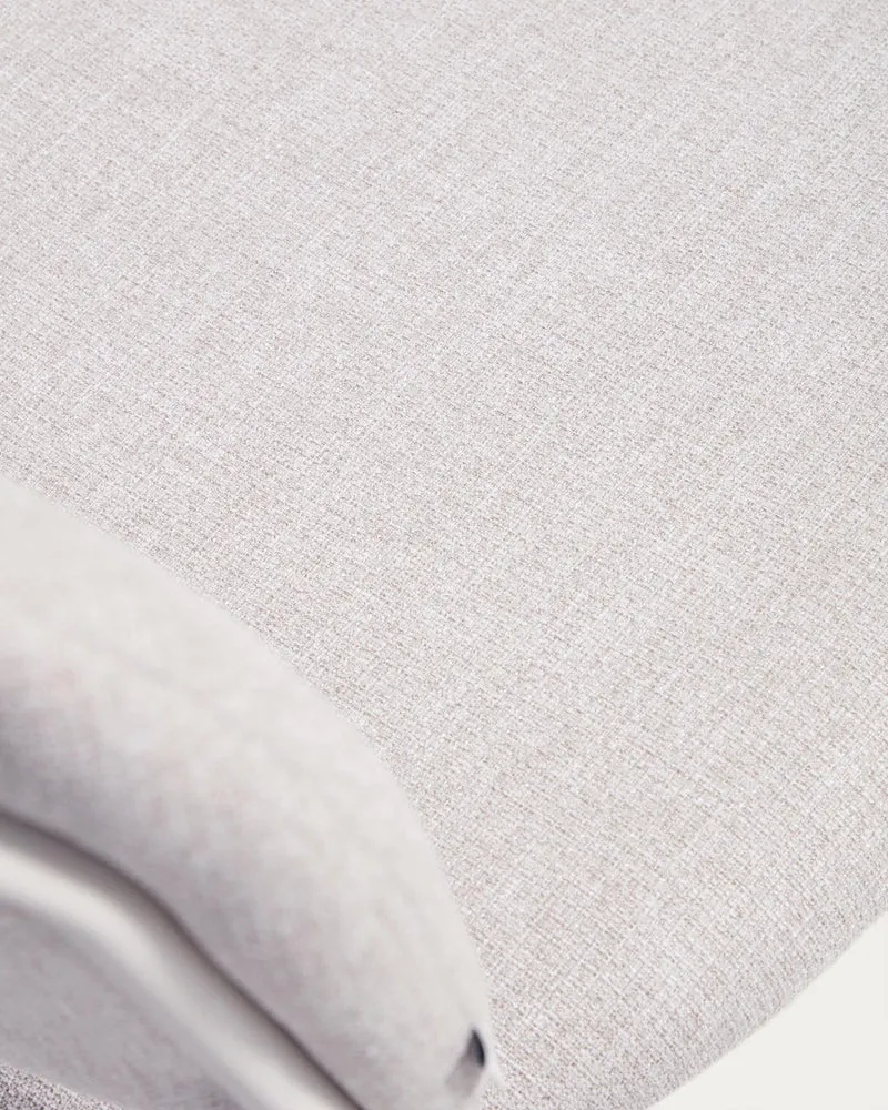 Stapelbarer Stuhl Meli mit beiger Chenille und beigen Metallbeinen FSC Mix Credit