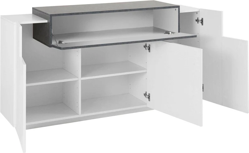 Elora - Mobile credenza da soggiono in legno bianco lucido 3 ante cm 160x45x85h - vari colori